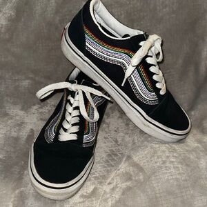 Vans Black Low-Top Sneakers with Rainbow "LOVE IS" Unisex